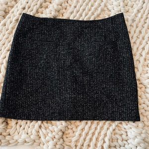 Tweed Black/ white mini shirt w/ faux leather accents